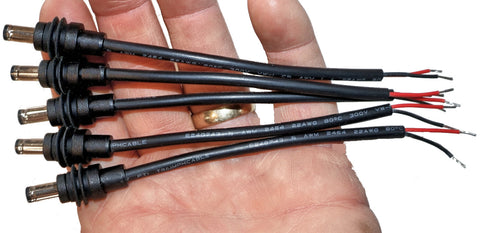 Starlink Mini Custom 6 inch power cable with male solid plug end and bare leads 5 cables