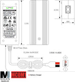 3A Battery charger for MCOM1 Ultra Flat LiFeP04 Batteries MCOM1 3A
