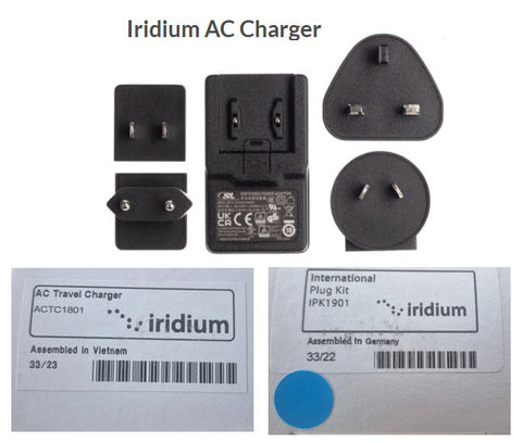 Iridium AC charger may be used with Iridium series 9505A, 9555, 9575 and 9575 PTT satellite phones