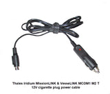 12VDC power cable with cigarette plug to power the Thales transceiver for MissionLINK and VesseLINK Iridium satphones.